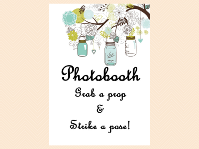 photobooth grab a prop and strike a pose sign, Mason Jars Bridal Shower Game printables, Unique Rustic Bridal Shower Games, Wedding Shower