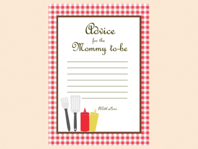 advice for mommy BBQ Baby Shower Game Printables