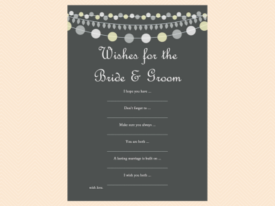 Wishes for the bride and groom, Advice cards, Rustic Bridal Shower Activities, Bridal Shower Game, Bachelorette, Wedding Shower Games BS03