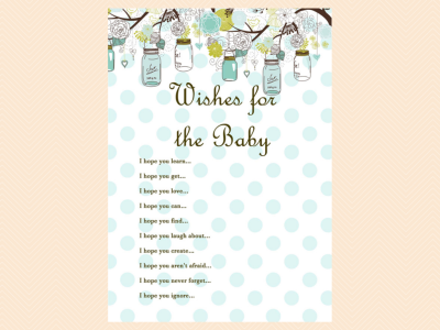 wishes for baby, Mason Jars Baby Shower Games Printables, Neutral Baby Shower, Rustic Baby Shower Games, Boy Baby Shower Games, Girl Baby Shower, TLC16