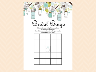 bingo, Mason Jars Bridal Shower Game printables, Unique Rustic Bridal Shower Games, Wedding Shower