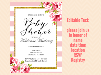 Editable Pink Chic Invitations