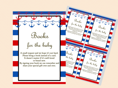 diaper raffle card and sign, Books for the Baby Card, Bring a book instead of a card insert, bring a book baby shower insert, Nautical Baby Shower Download, Beach TLC13