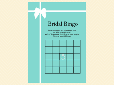 bingo, apron game, advice for bride card, tiffany blue, tiffany bridal shower games, breakfast at tiffanys bridal shower, tiffany blue bridal shower game pack, printable