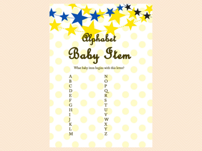 Twinkle Twinkle Baby Shower Game Printables Package, Neutral, Little Stars Games, Lullaby Baby Shower, Blue and Yellow
