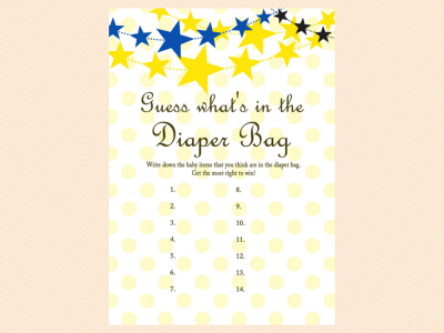 Twinkle Twinkle Baby Shower Game Printables Package, Neutral, Little Stars Games, Lullaby Baby Shower, Blue and Yellow