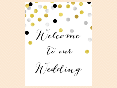 5 Modern Wedding Signs, Wedding Signage, Wedding Sign Printable, gold silver black, Modern, Bridal Shower Sign SN13