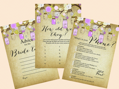 Editable Bridal Shower Invitations, Editable Baby Shower, Purple Mason Jars Editable Invitations, Rustic, Mason Jars, Chic BS49 (3)
