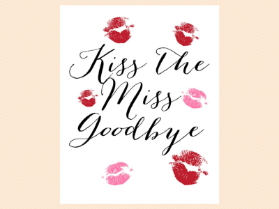 Kiss the single life goodbye sign, kiss the Miss goodbye signage, bridal shower signage, Wedding Signage, Modern, Bridal Shower Sign SN15 (3)