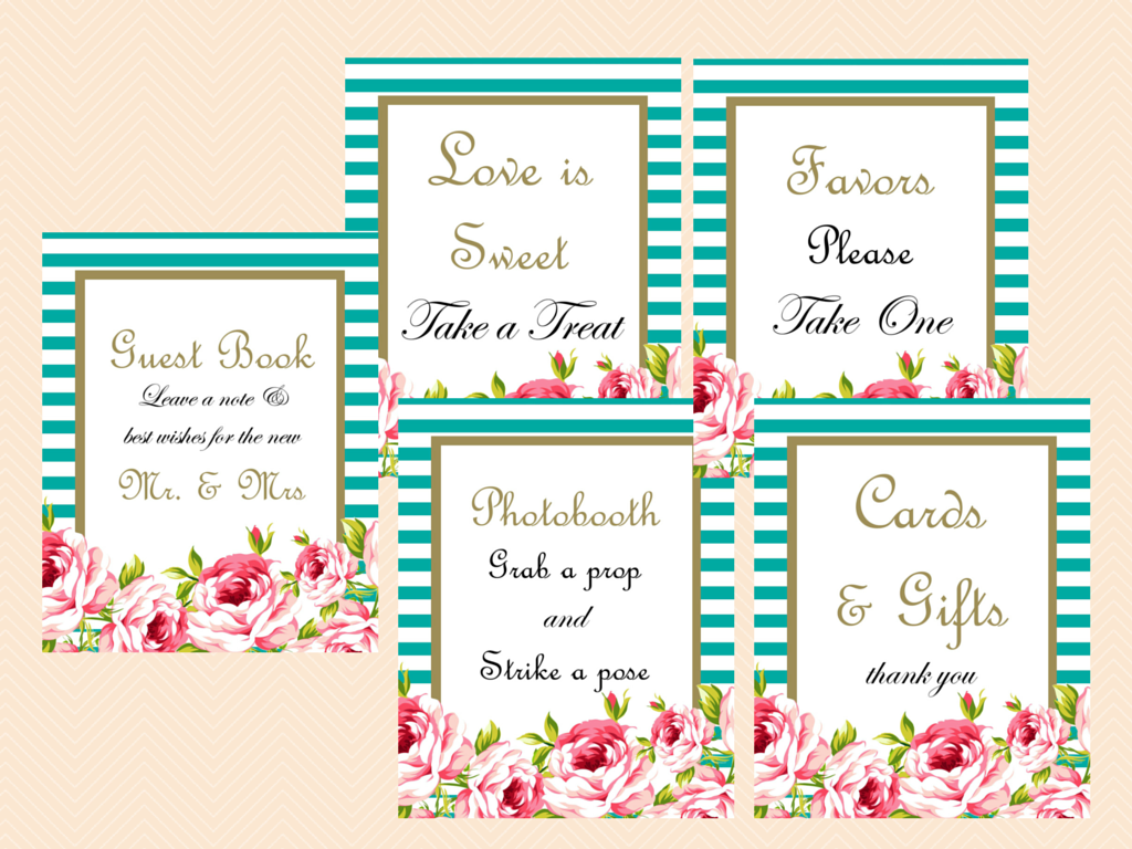 Teal And Black Wedding Signage Magical Printable
