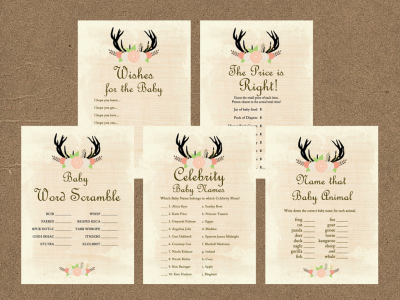 Rustic Baby Shower Games Printable Package, Baby Shower Games Download, Baby Shower Games Price is Right, Country Baby Shower Games TLC21, antlers, woodland, forest, outdoor, burlap, deer, moose