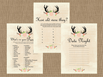 Rustic Bridal Shower Game printables, Country Bridal Shower Games