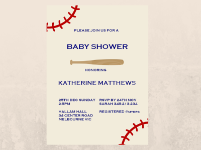editable invitation baseball baby shower