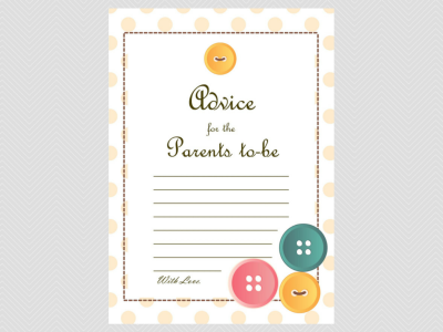 advice for parents to be, cute as a button baby shower theme