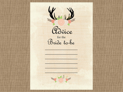 advice for the bride card, Rustic Bridal Shower Game printables, Country Bridal Shower Games, Wedding Shower BS41
