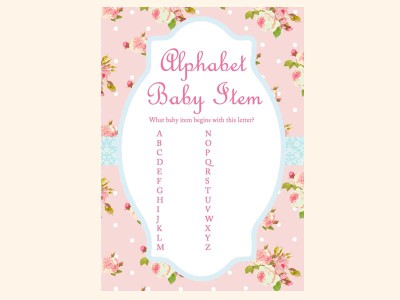 alphabet-baby-item-shabby-chic-floral-pink-baby-shower-games-pack-printable-instant-download-tlc43-vintage-rose-antique-rose
