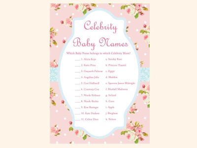 celebrity-baby-name-shabby-chic-floral-pink-baby-shower-games-pack-printable-instant-download-tlc43-vintage-rose-antique-rose