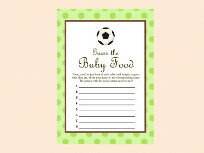Baby Food Game, Baby Food Jar Labels, Baby food Sign, Green Baby Shower Games, Soccer Baby Shower Games Printable, Sport, Soccer ball TLC38