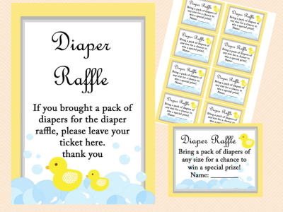 diaper raffle, Yellow Rubber Duck Baby Shower Game Pack, Printables, Duck Theme, Rubber Duck Baby Shower Game Printables, Gender Neutral, Yellow, TLC35