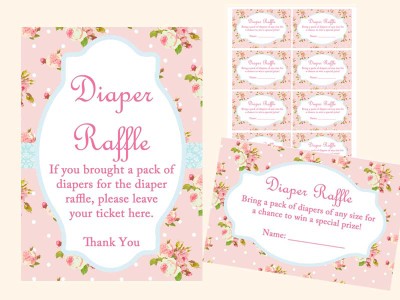 diaper-raffle-sign-shabby-chic-floral-pink-baby-shower-games-pack-printable-instant-download-tlc43-vintage-rose-antique-rose