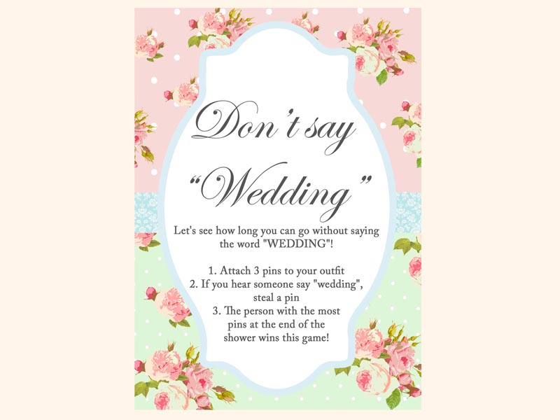 Pink and Mint Shabby Chic Bridal Shower Games - Magical Printable