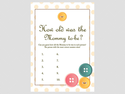 how old was the mommy, cute as a button baby shower them games