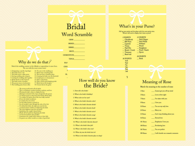 how well do you know the bride, bridal scramble, why do we do that, rose game, yellow bridal shower, ribbon (4)