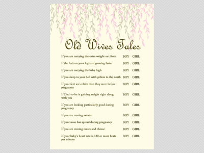 old wives tales, Willow Tree Baby Shower Games Printables, download, Baby Girl Baby Shower Games, Unique Baby Shower Games, Baby Shower Activities TLC12