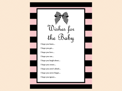 parisian, Wishes for the Baby Card, Baby Boy, Blue Baby Shower Wishes Card Printables, Ribbon Bow, Instant download, Baby Shower Activities TLC14