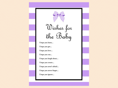 purple, Wishes for the Baby Card, Baby Boy, Blue Baby Shower Wishes Card Printables, Ribbon Bow, Instant download, Baby Shower Activities TLC14