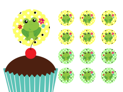 Frog, Prince Frog Cupcake Toppers Printable, Download, Cupcake, Baby Shower Toppers, Birthday Toppers, 2 inch Circle Toppers, Labels