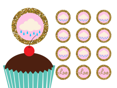 Sprinkled with Love, Cloud Cupcake Toppers - Magical Printable