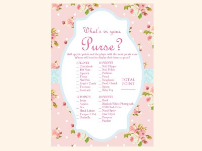 whats-in-your-purse-shabby-chic-floral-pink-baby-shower-games-pack-printable-instant-download-tlc43-vintage-rose-antique-rose