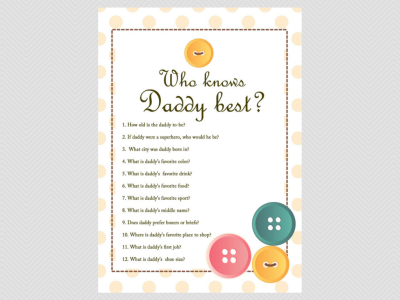 who knows daddy best, cute as a button baby shower them games