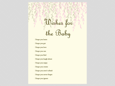 wishes for baby, Willow Tree Baby Shower Games Printables, download, Unique Baby Shower Games, Baby Shower Activities TLC12