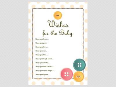 wishes for baby, cute as a button baby shower them games