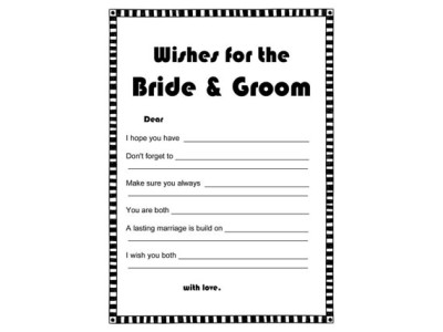 Wishes for the Bride and Groom, Black White, Modern Bridal Shower Games, Unique Bridal Games, Bachelorette Game, Wedding Shower Game BS0