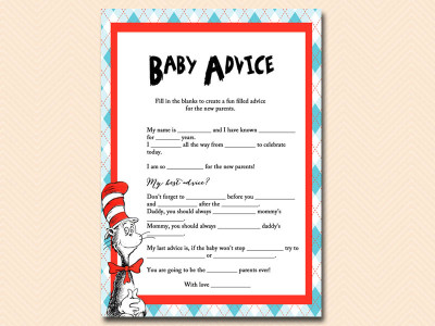 baby-advice-mad-libs dr seuss baby shower, cat in the hat baby shower, thing 1 thing 2 baby shower, de seuss inspired