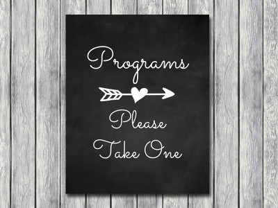 chalkboard-wedding-signage-programs-please-take-one