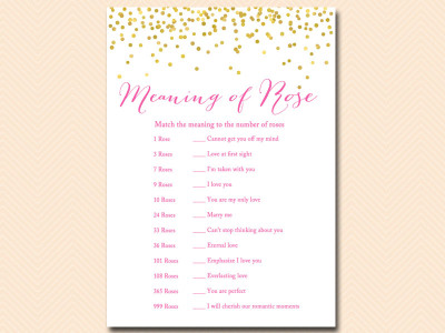 meaning-of-rose Hot Pink and Gold Confetti Bridal Shower Games