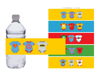 superhero baby shower water bottle labels