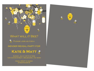 what will it bee baby gender reveal party invitation editable instant download- back