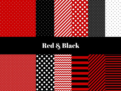 Ladybug Digital Paper, black and red Digital Paper, Digital Paper, Red Black Dots, Red Black Digital Paper, Red Black Stripes