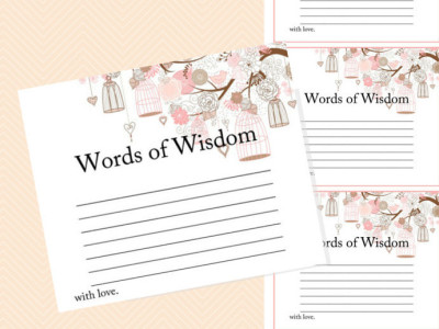 Words of wisdom, advice cards, words of wisdom baby shower, Bridal Shower, words of encouragement, write a message BS42 TLC18