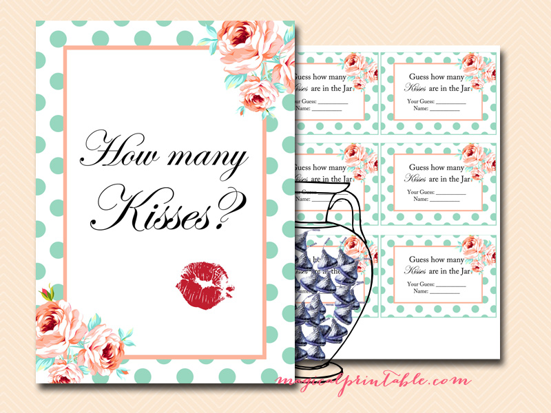Mint and Peach Bridal Shower Games - Magical Printable