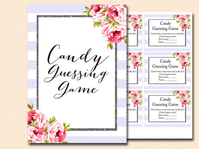 lavender Baby Shower Games Printables, candy-guessing-game-sign