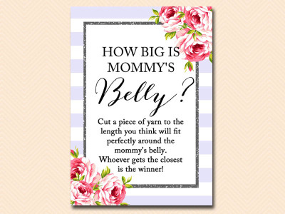lavender Baby Shower Games Printables, how-big-is-mommy