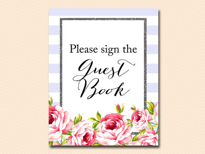 lavender Baby Shower Games Printables, sign-guestbook