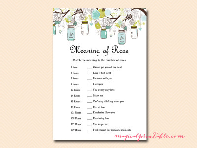 meaning of rose, matching game for bridal shower
