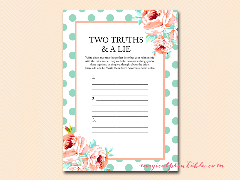 Mint And Peach Bridal Shower Games Magical Printable